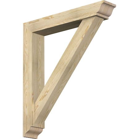 Ekena Millwork Traditional Traditional Rough Sawn Bracket w/ Offset Brace, Douglas Fir, 6"W x 34"D x 38"H BKT0604X34X38TRA01RDF